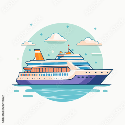 Stylized Cruise Ship Illustration