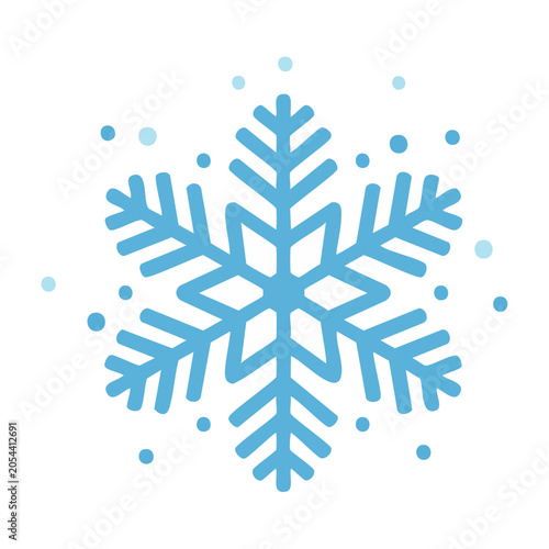 Blue Snowflake Icon in Flat Design