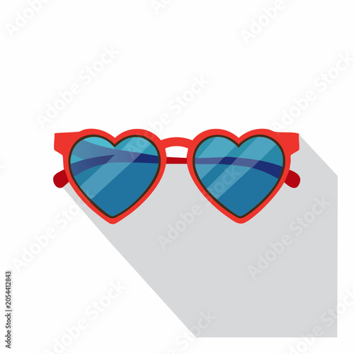 Red Heart Shaped Sunglasses with Blue Lenses