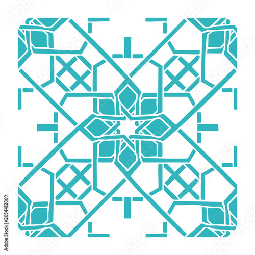 Teal Islamic Geometric Pattern Vector