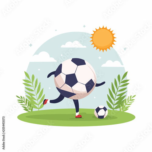 Anthropomorphic Soccer Ball Playing Outdoors