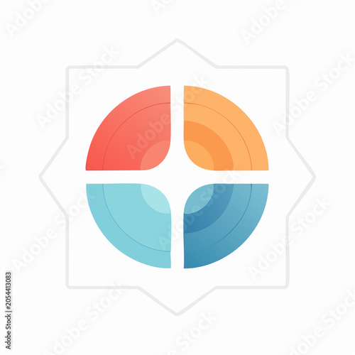 Abstract Geometric Logo Design with Four Colorful Segments