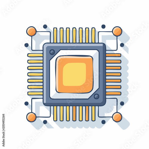 Stylized Illustration of a Microchip