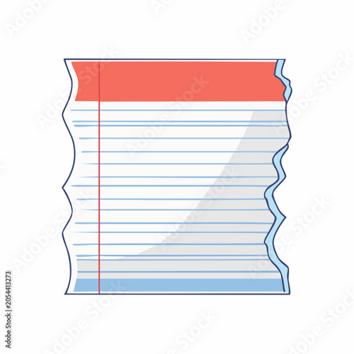 Torn Lined Notebook Paper with Red Header
