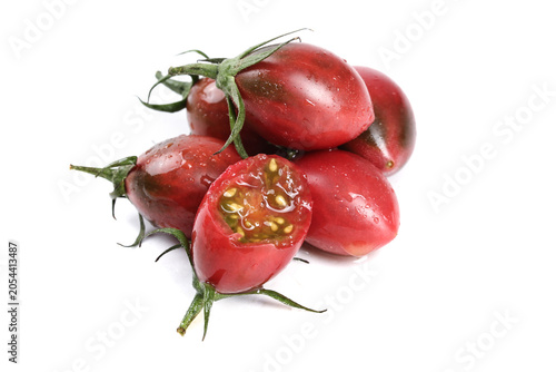 Bild auf Leinwand Fresh Ripe Tomatoes with Seeds Visible on White Background