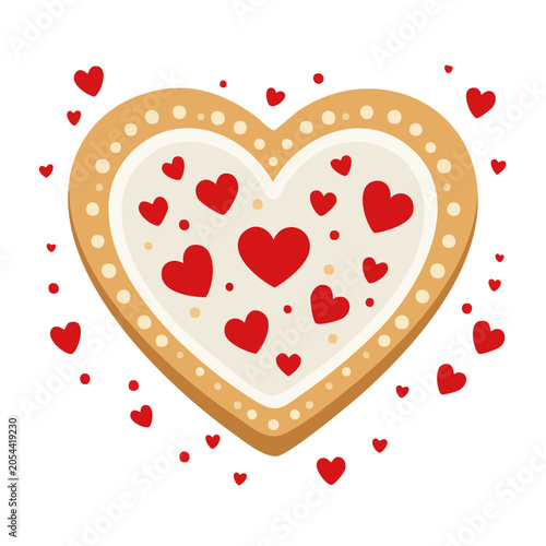 Heart Cookie Flat Vector Illustration