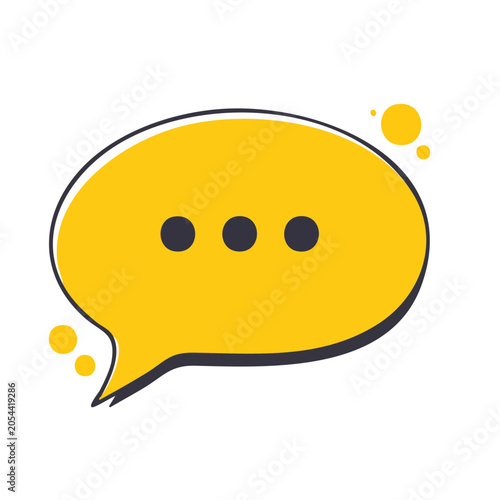 Yellow Speech Bubble Icon in Flat Design
