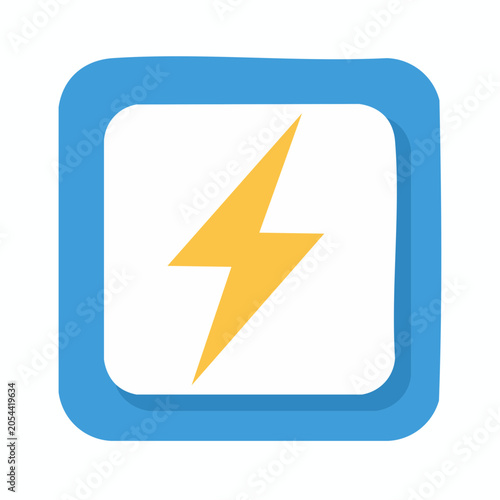 Yellow lightning bolt icon in a blue square frame