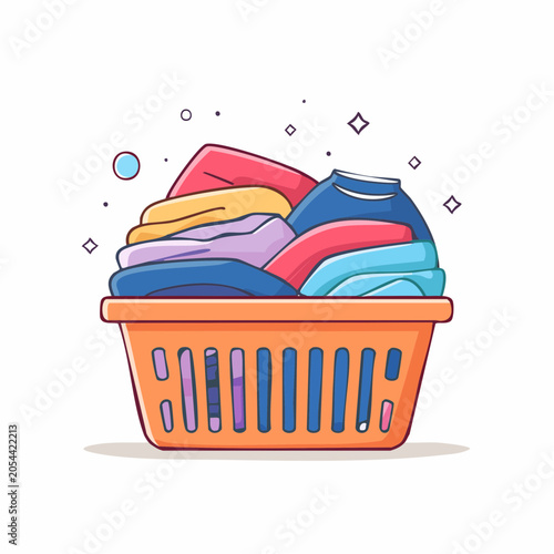 Laundry basket full of colorful clothes