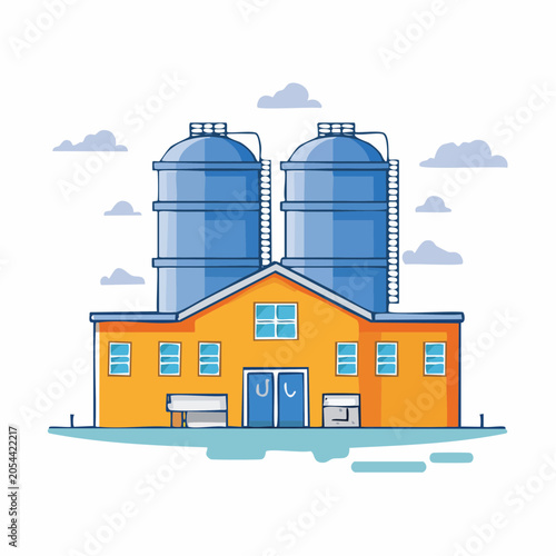 Industrial Building with Silo Tanks