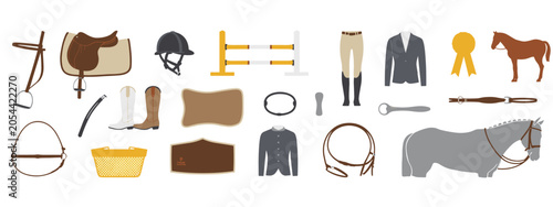 Bild auf Leinwand Equestrian equipment and horse in flat horse riding