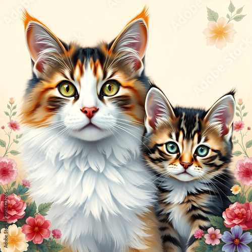 Cat and kitten 