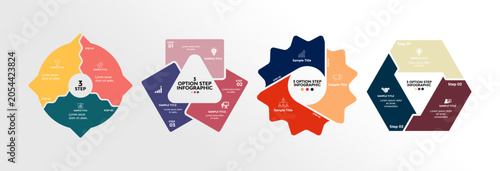 Quadro su tela Collection of vector infographics with 3 options for business presentations and visual reports