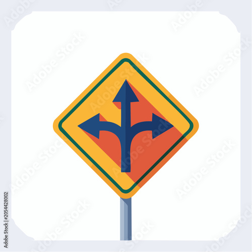 Road Sign with Three Arrows Indicating Different Directions