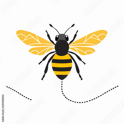 Stylized illustration of a bee in flight