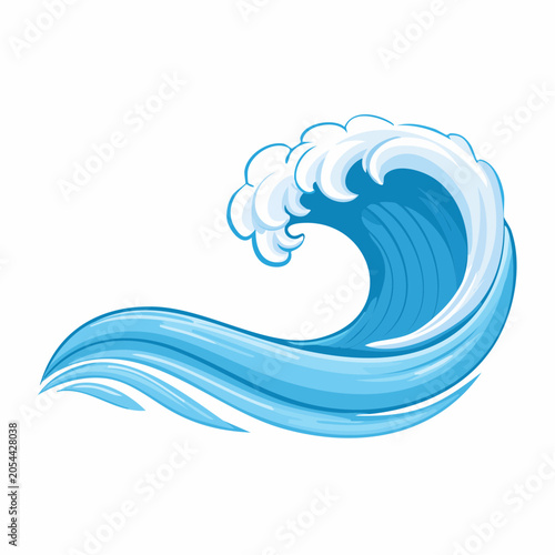 Stylized Blue Ocean Wave with White Foam