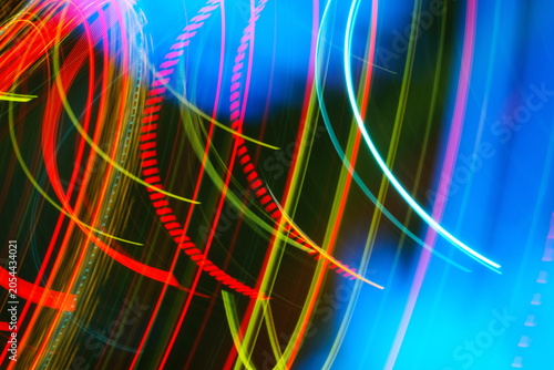 Slow shutter of street light turn into abstract