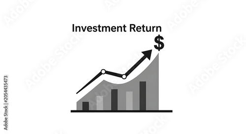 Investment Return graph displays an upward trend line with a dollar sign symbol to indicate financial growth.