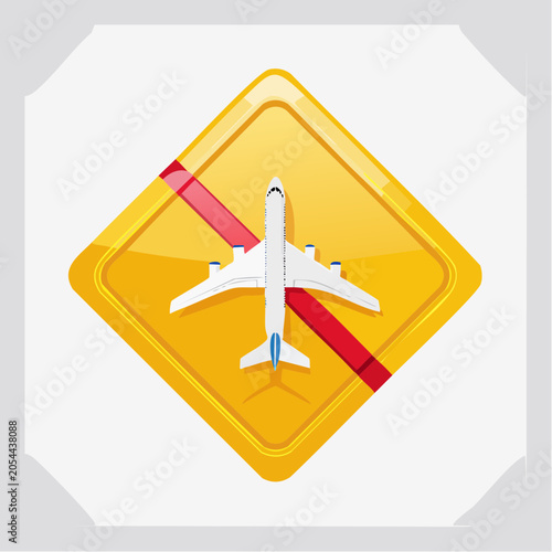 Airplane Symbol on Warning Sign