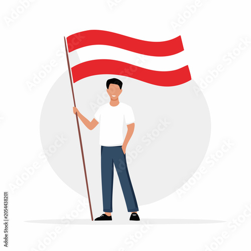Man Holding Austrian Flag