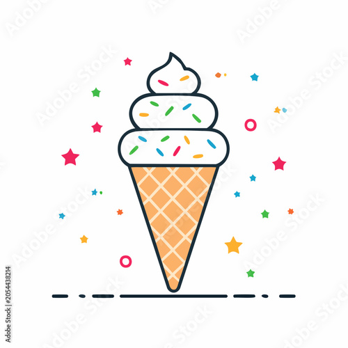 Ice Cream Cone with Sprinkles and Stars
