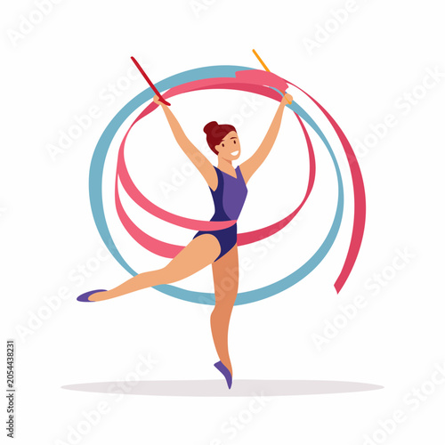 Rhythmic Gymnast Performing with Ribbon