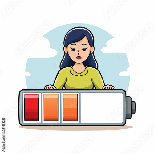 Woman with Low Battery Indicator