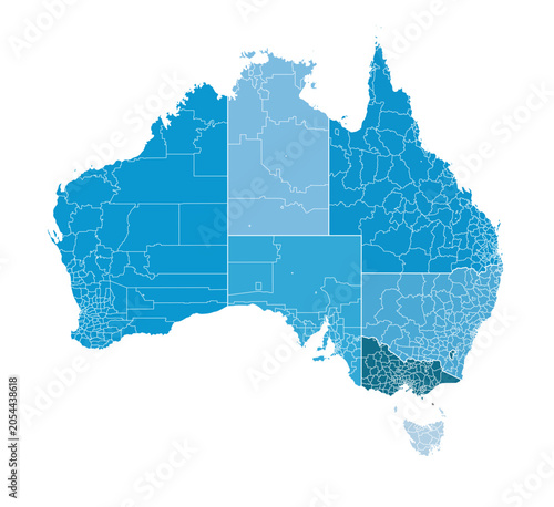 Map of Australia with provincies borders