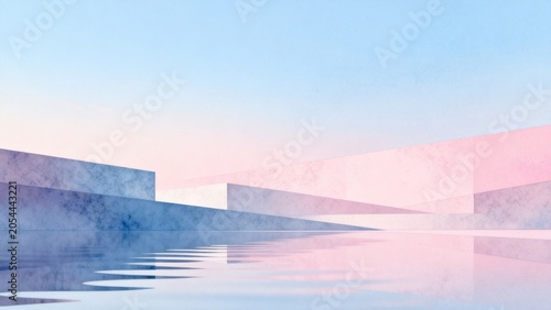 Abstract geometric landscape with pastel colors