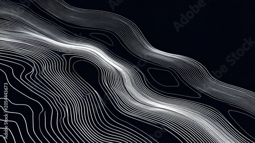 Abstract white lines on black background