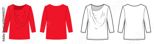Schilderij op canvas Top with draped cowl neckline, long sleeves and relaxed silhouette with soft folds and fluid shape