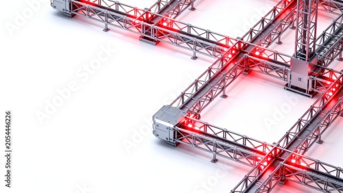 Metal structure with red lights