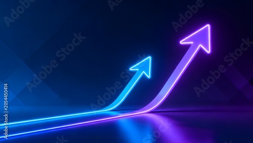 Neon glowing arrows on dark background