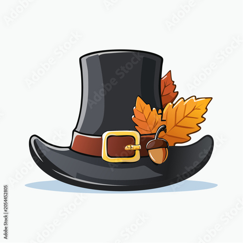 Pilgrim Hat with Autumn Leaves and Acorn