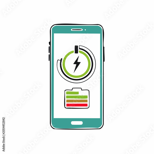 Smartphone Charging Icon with Battery Level