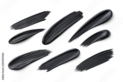 Variety of black brush strokes on white background
