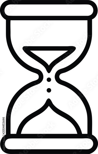 Outline of an hourglass with sand flowing down Keywords: hourglass, sand, timer, time, clock