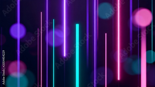 Colorful neon light lines and circles