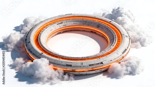Futuristic ring structure in clouds