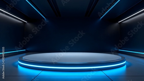 Futuristic glowing circular platform