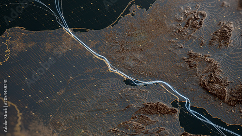 Vászonkép Suez Canal, Shipping Lanes and Trade Routes Concept Showing Navigation and Logis