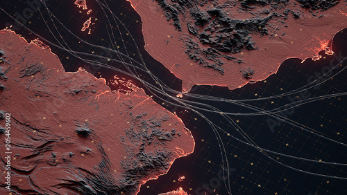 Bab-el-Mandeb Strait, Shipping Lanes and Trade Routes Concept Showing Navigation and Logistics