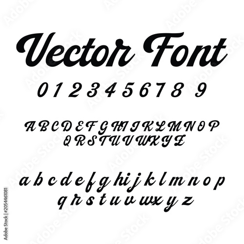 Vintage cursive alphabet and typography vector