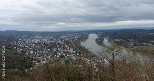 Foto Rhine River valley panorama from Drachenfels, Germany