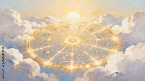Cosmic circle in sky with clouds