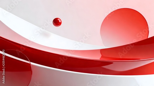 Red and white abstract shapes
