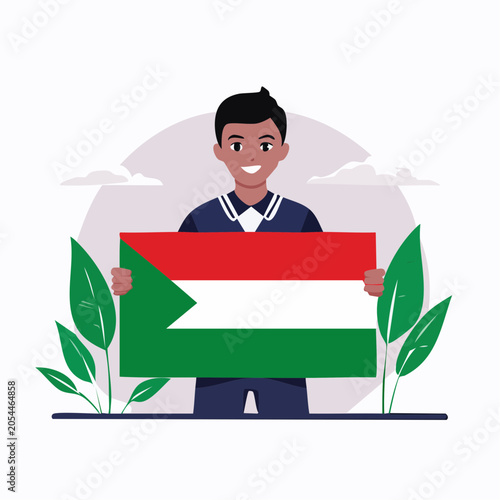 Man Holding Sudanese Flag