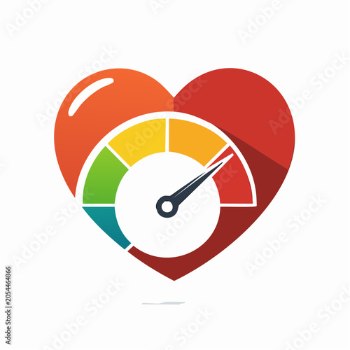 Heart-shaped speedometer indicating high speed or intensity