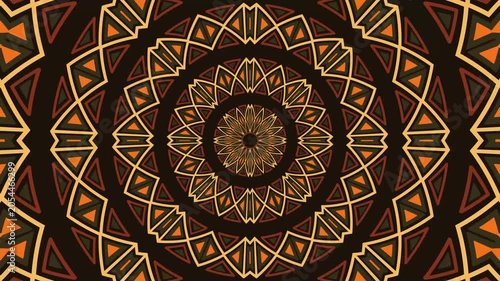 Abstract kaleidoscope geometric pattern forms concentric circles. ornamental decorative.