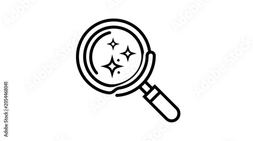 Magnifying glass with sparkles icon, magnifying glass search symbol, discovery, research, clean, vector illustration